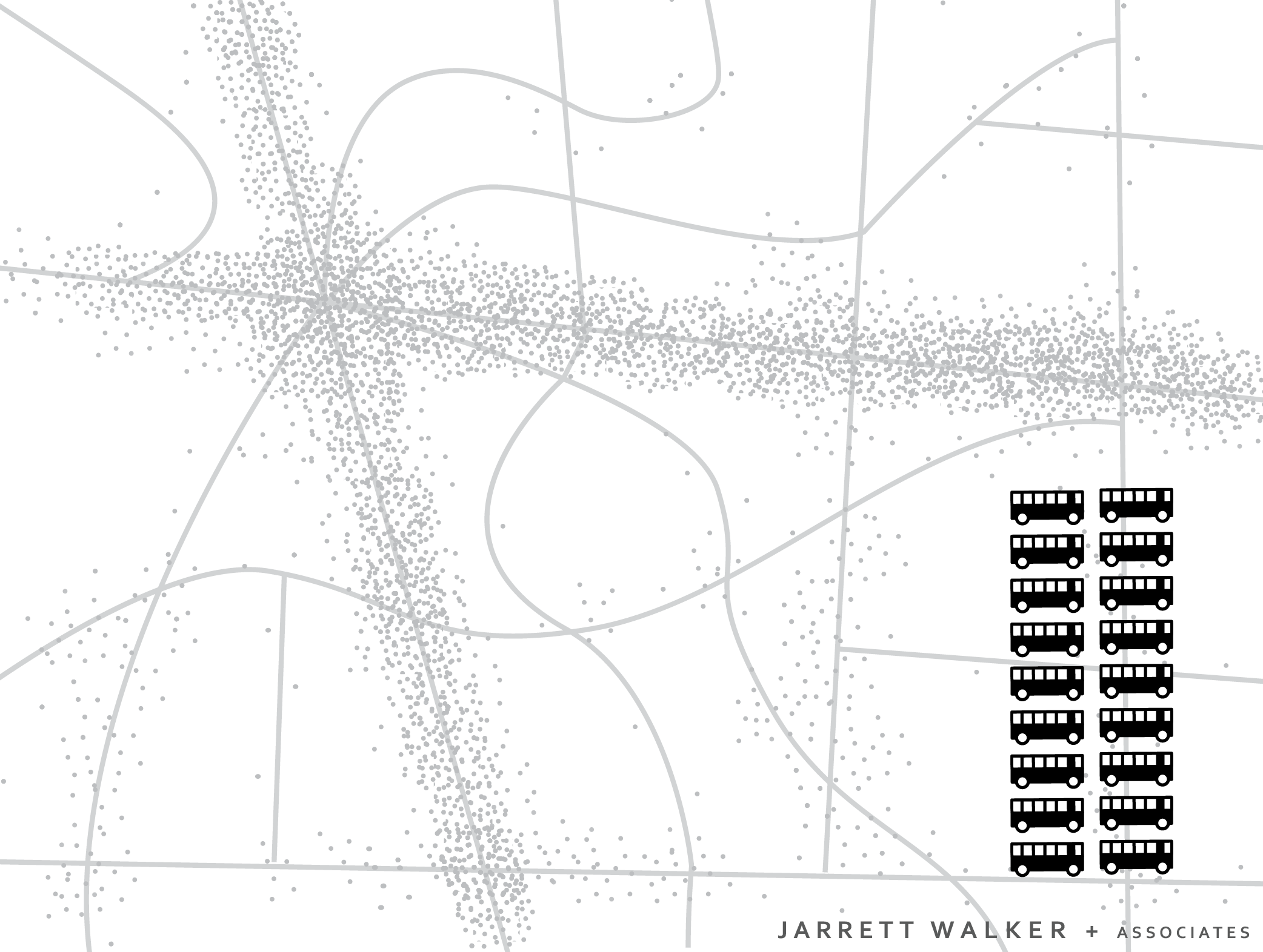 Image of an imaginary town with people and jobs.